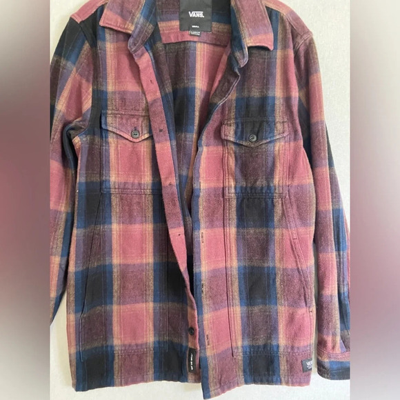 VANS Plaid Oversized Heavyhitter Flannel Button Down Shacket Shirt Sz S - Picture 6 of 15